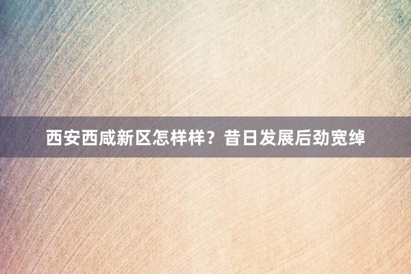 西安西咸新区怎样样？昔日发展后劲宽绰